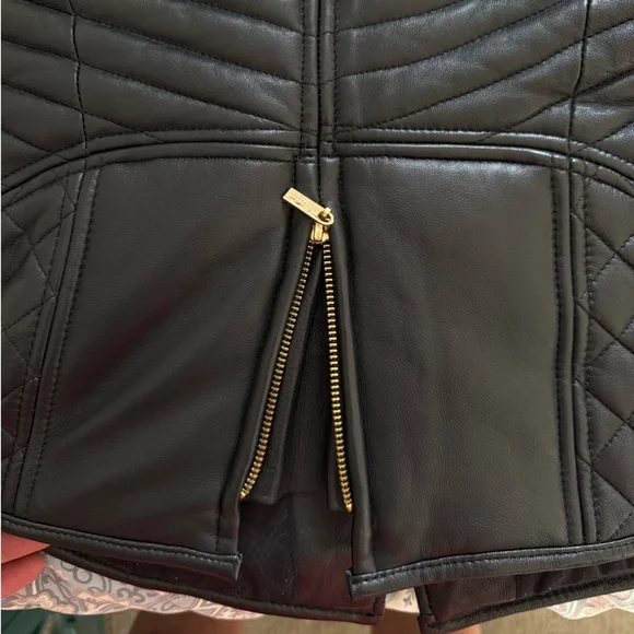 Guess by Marciano Black Leather Moto Vest Size Extra Small XS - Picture 9 of 13